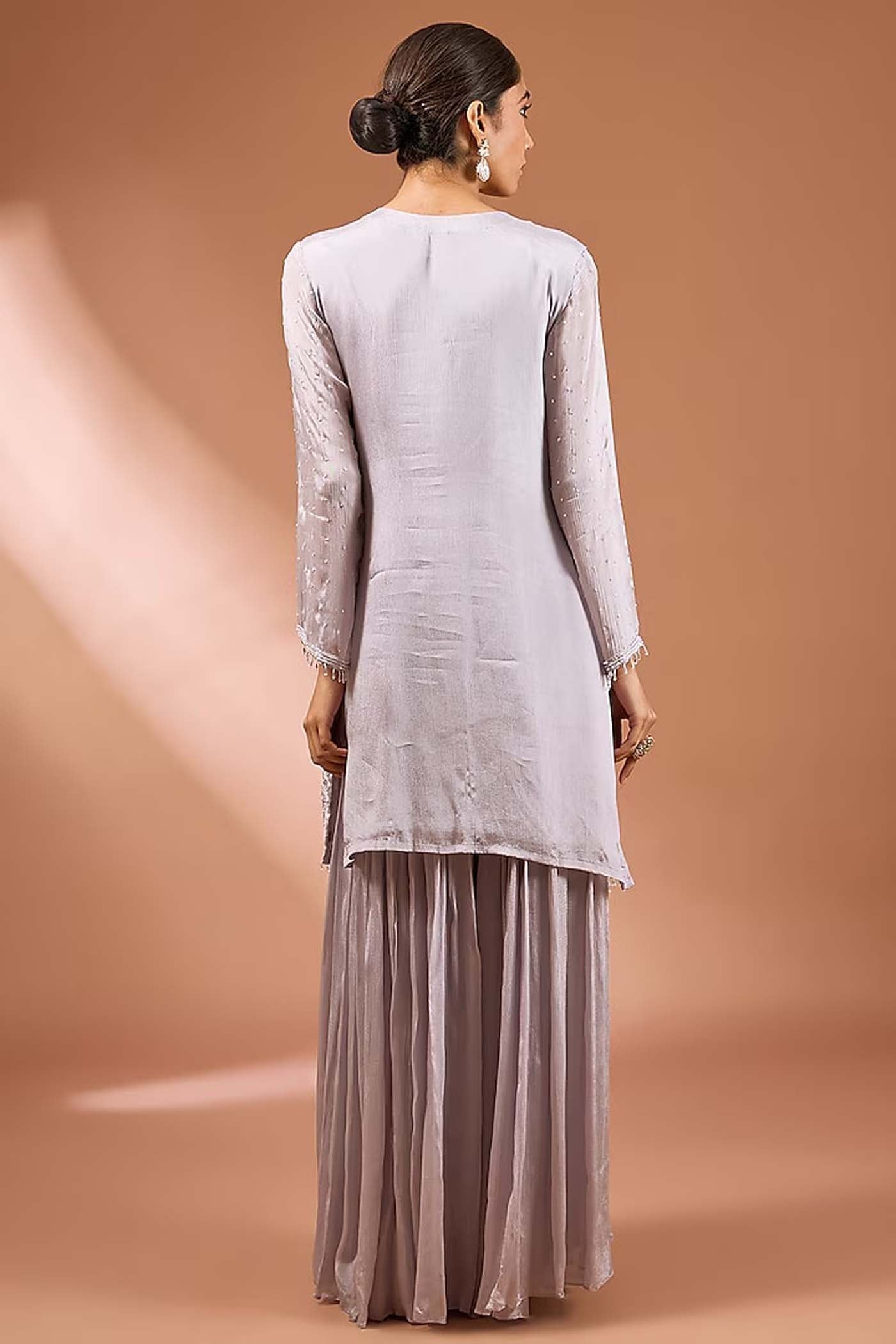 Water Grey Sharara Suit Set