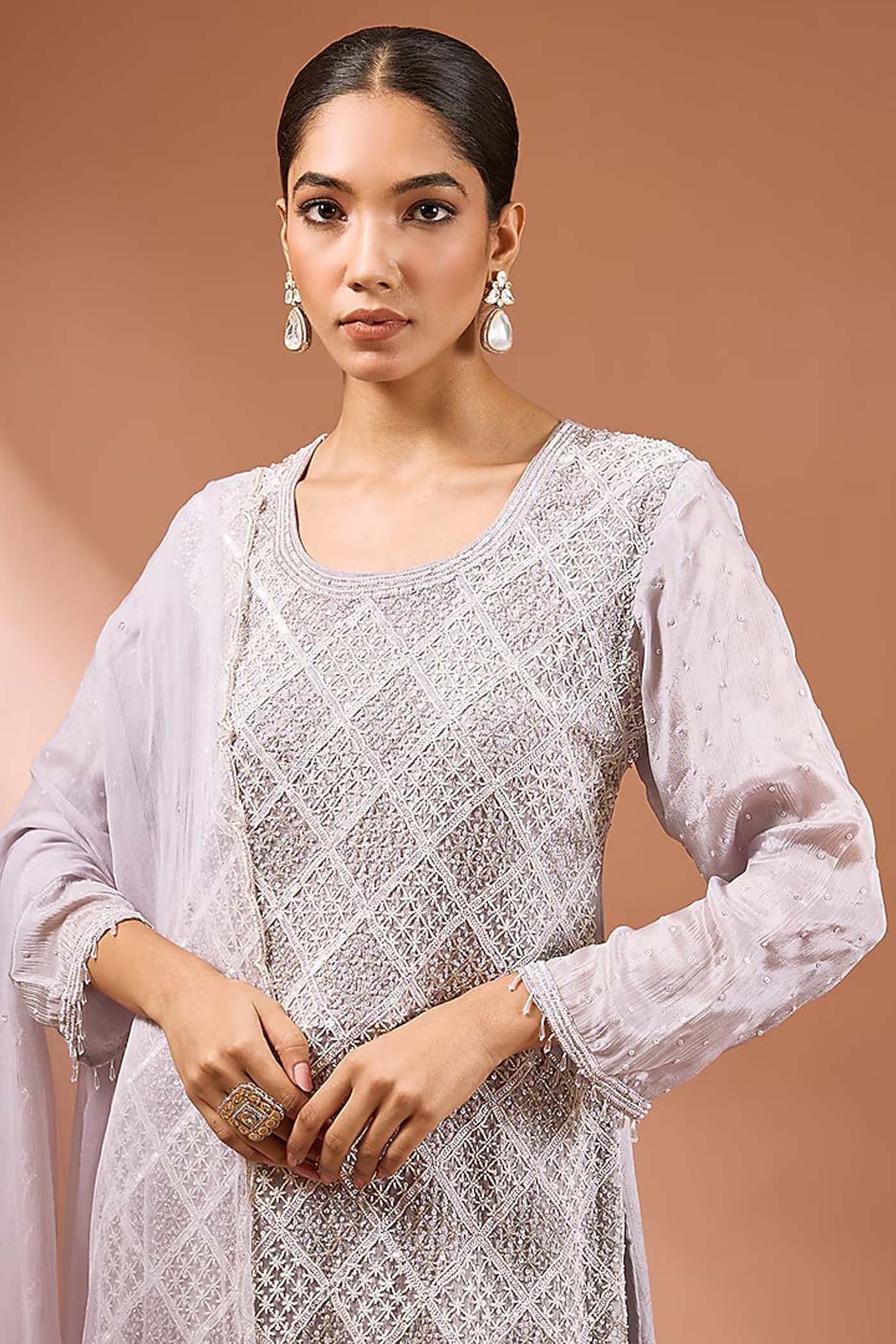 Water Grey Sharara Suit Set