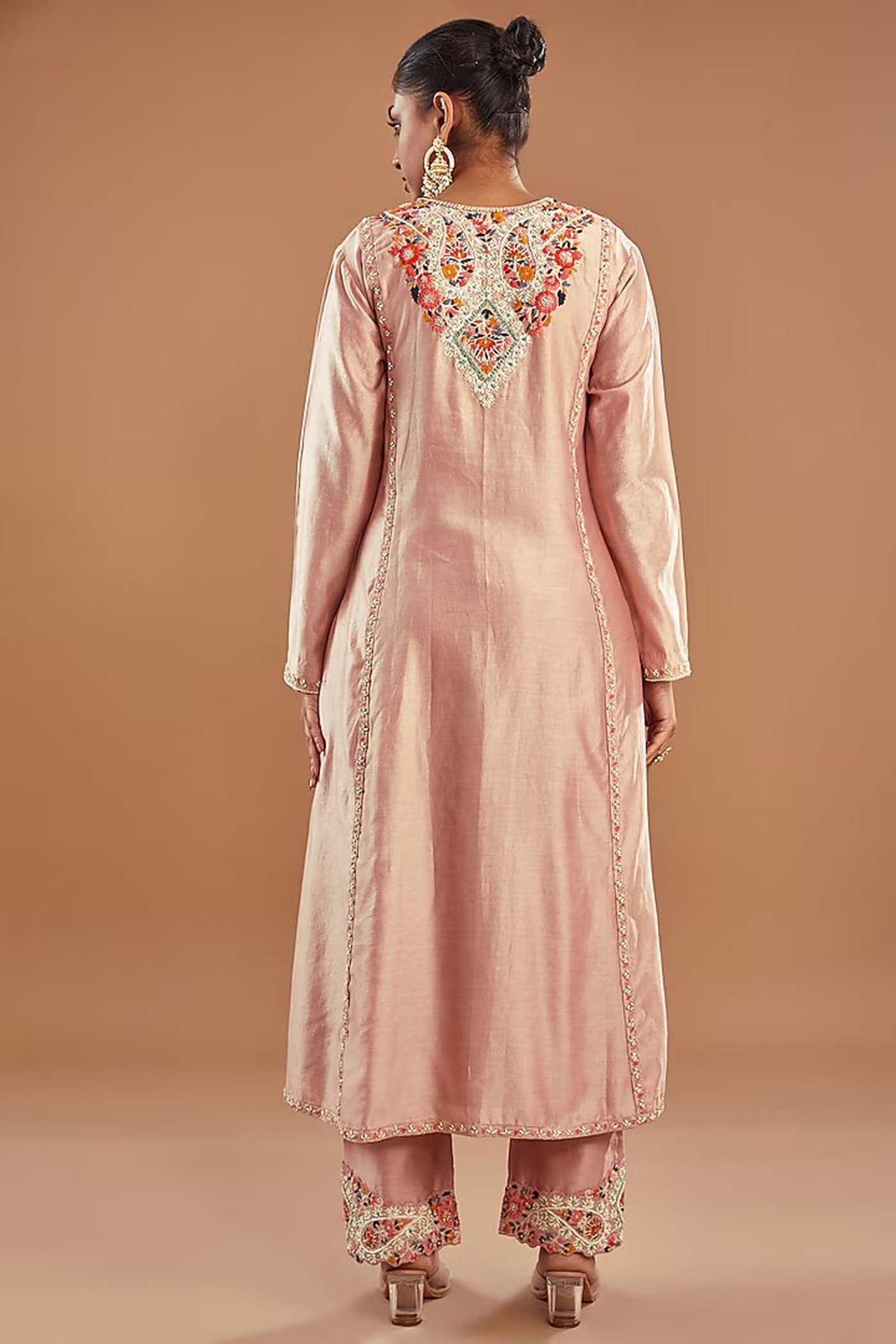 Baby Pink Short Anarkali with Palazzo and Organza Dupata