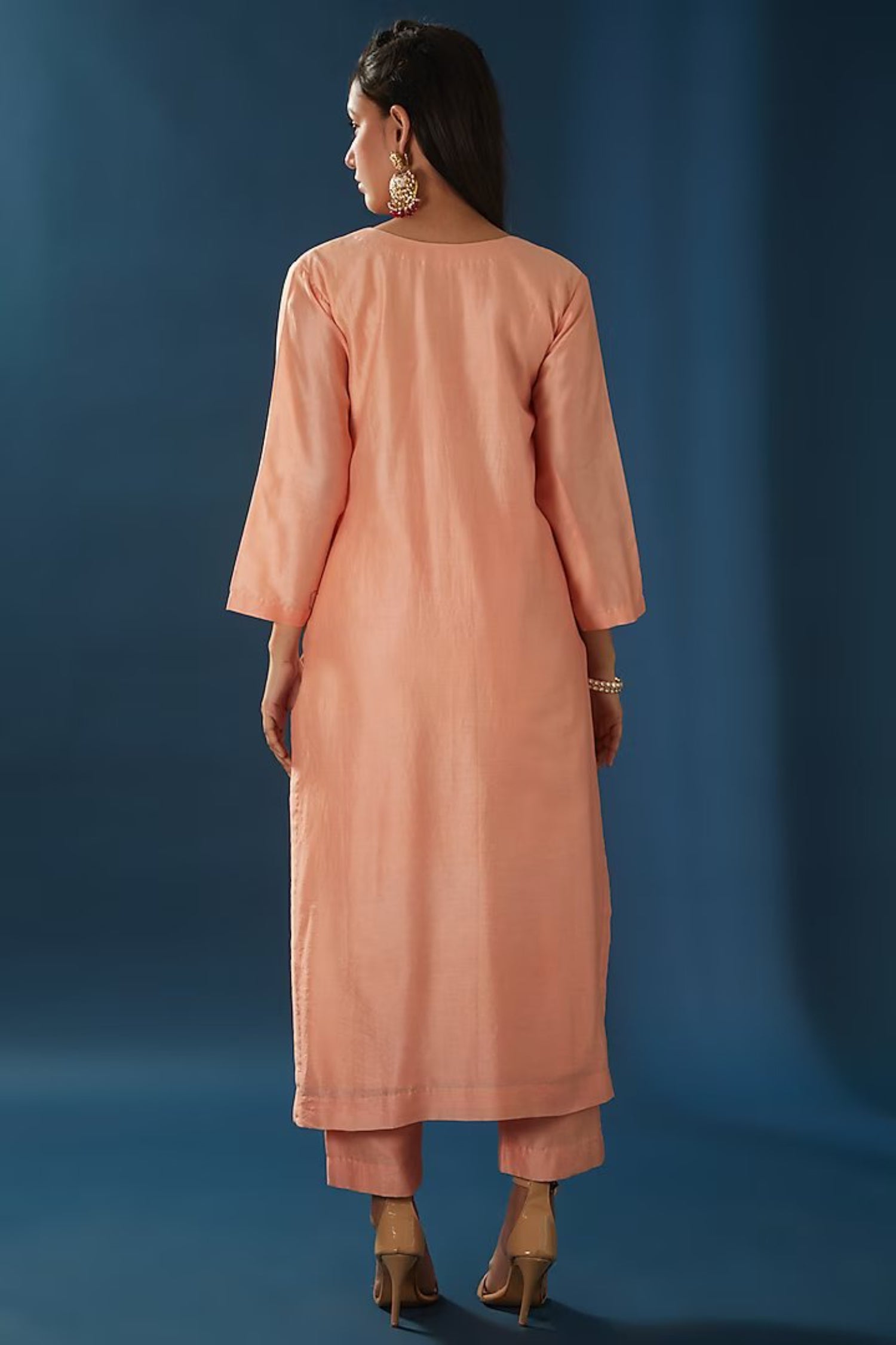 Cotton Chanderi Hand Embroidered Kurta With Pants And Organza Dupatta