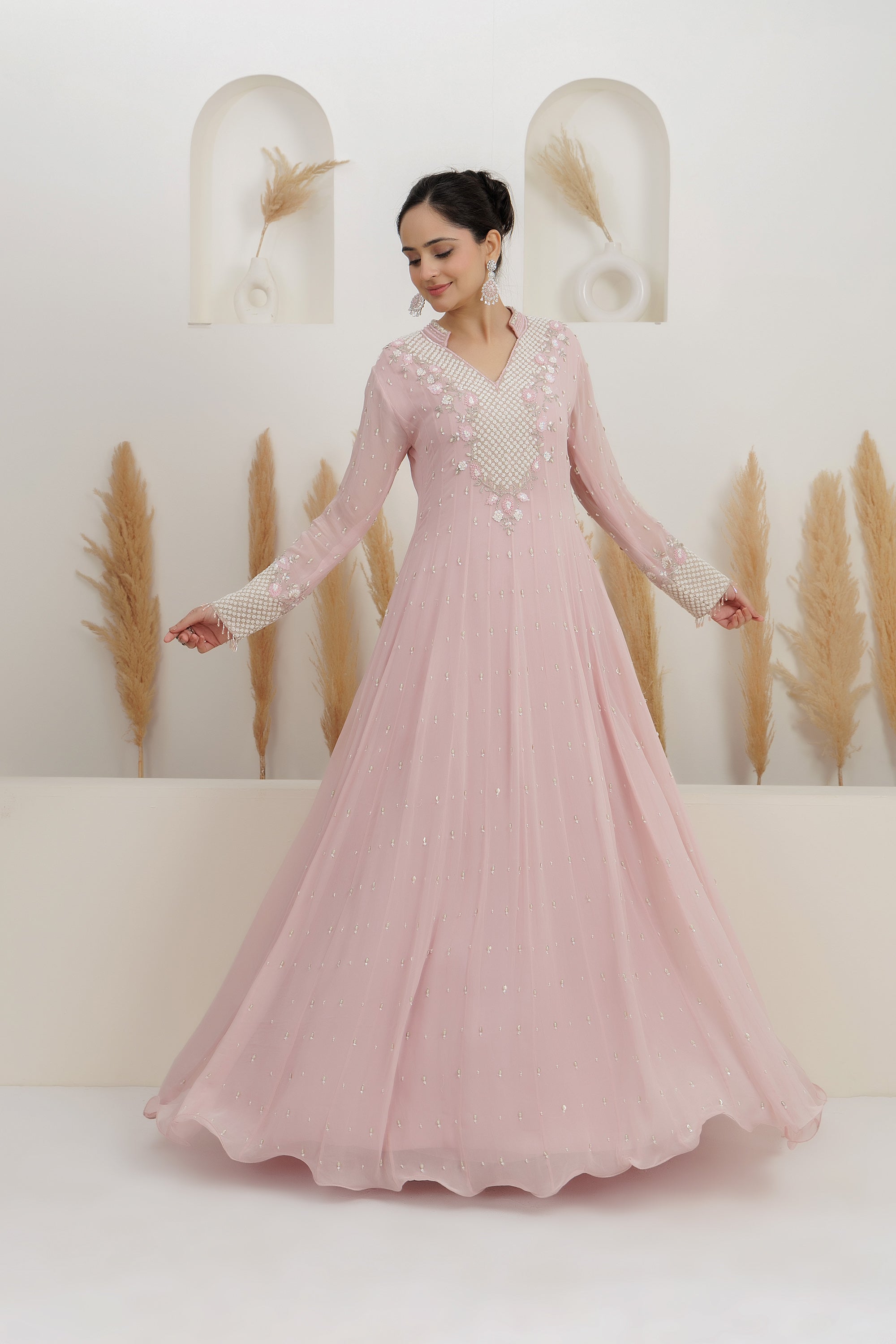 Georgette Embroidered Gown.