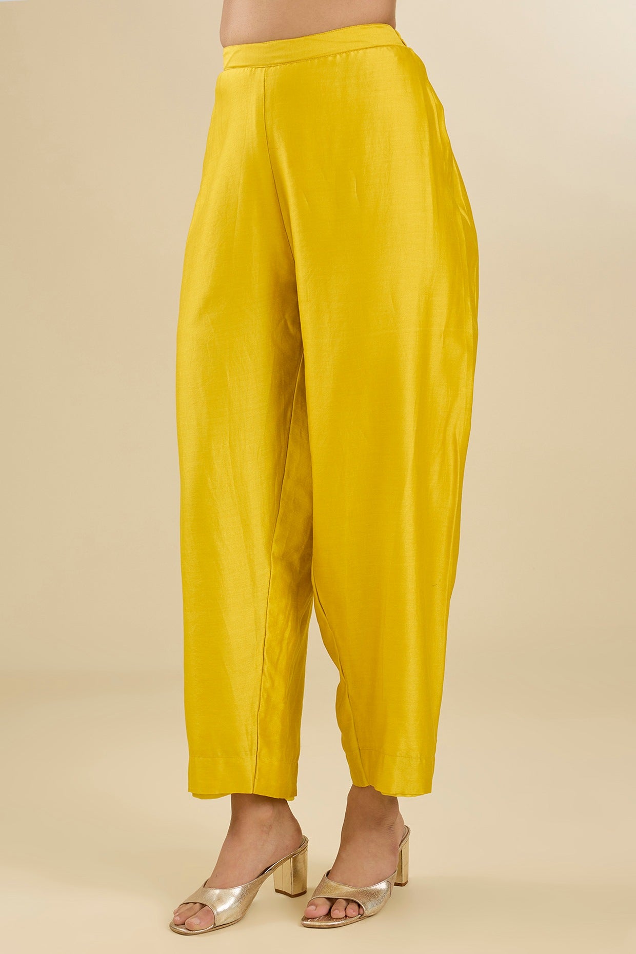 Mustard Pearl & Dabka Embroidered Kurta Set