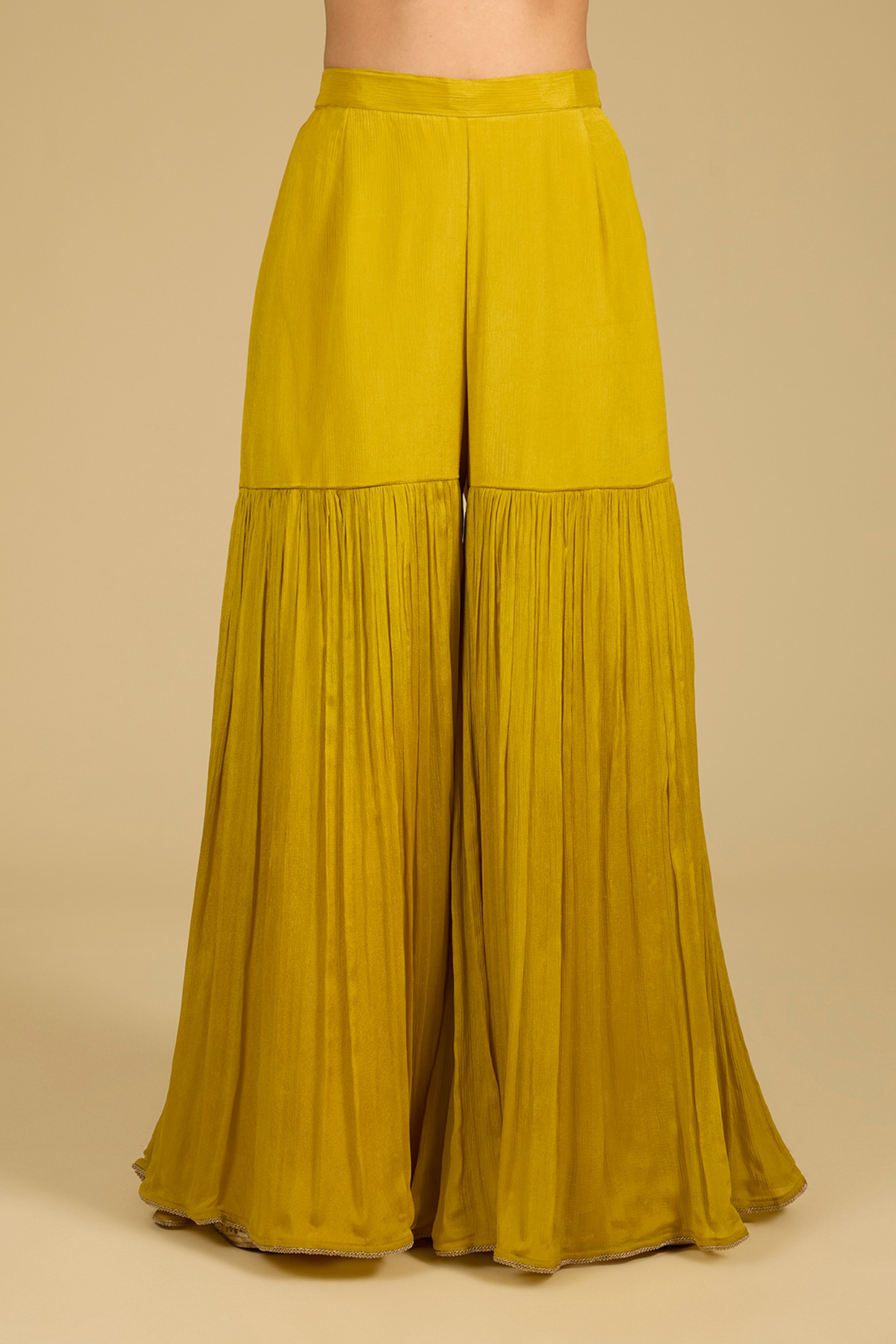 Mustard Zardosi Work & Printed Kurta Set