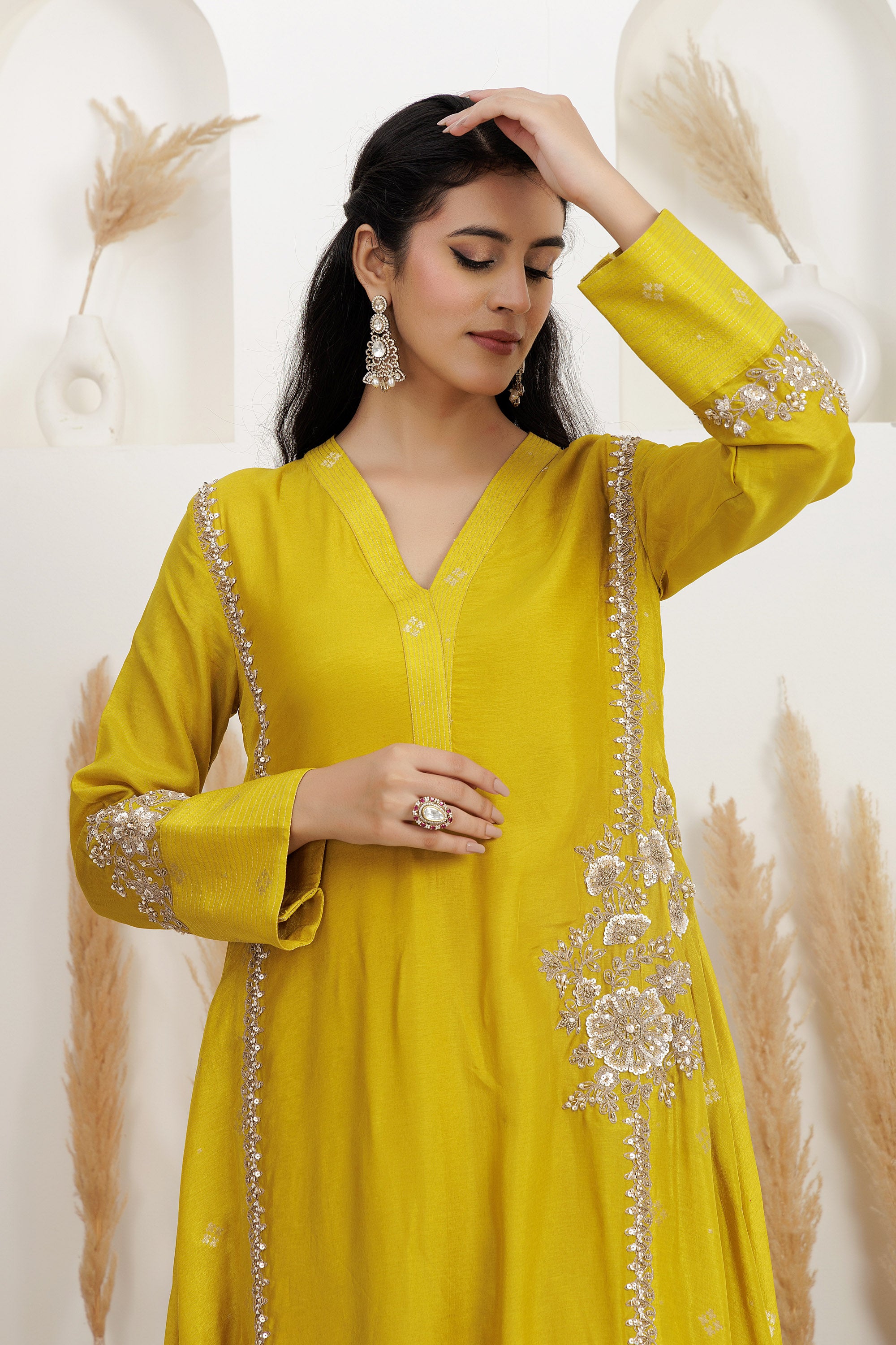 asymmetrical kurta with pants