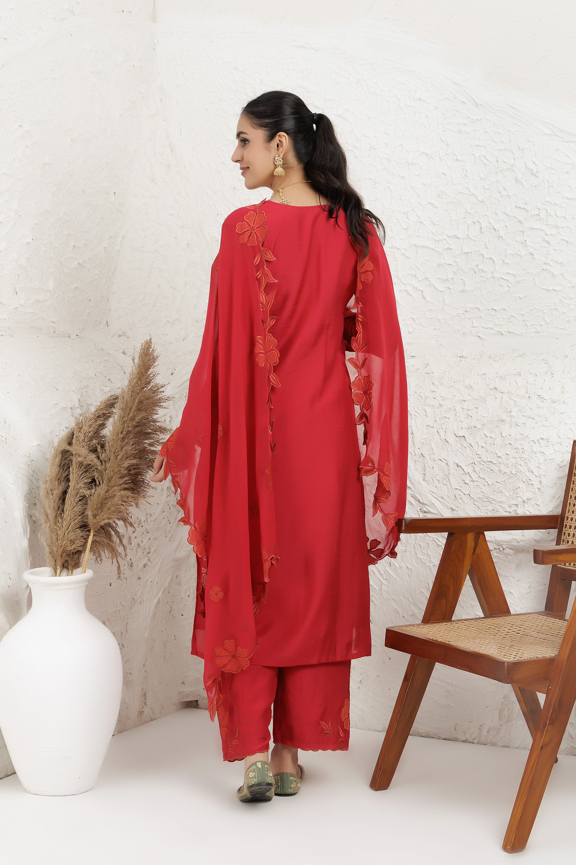 Red silk  Kurta Set