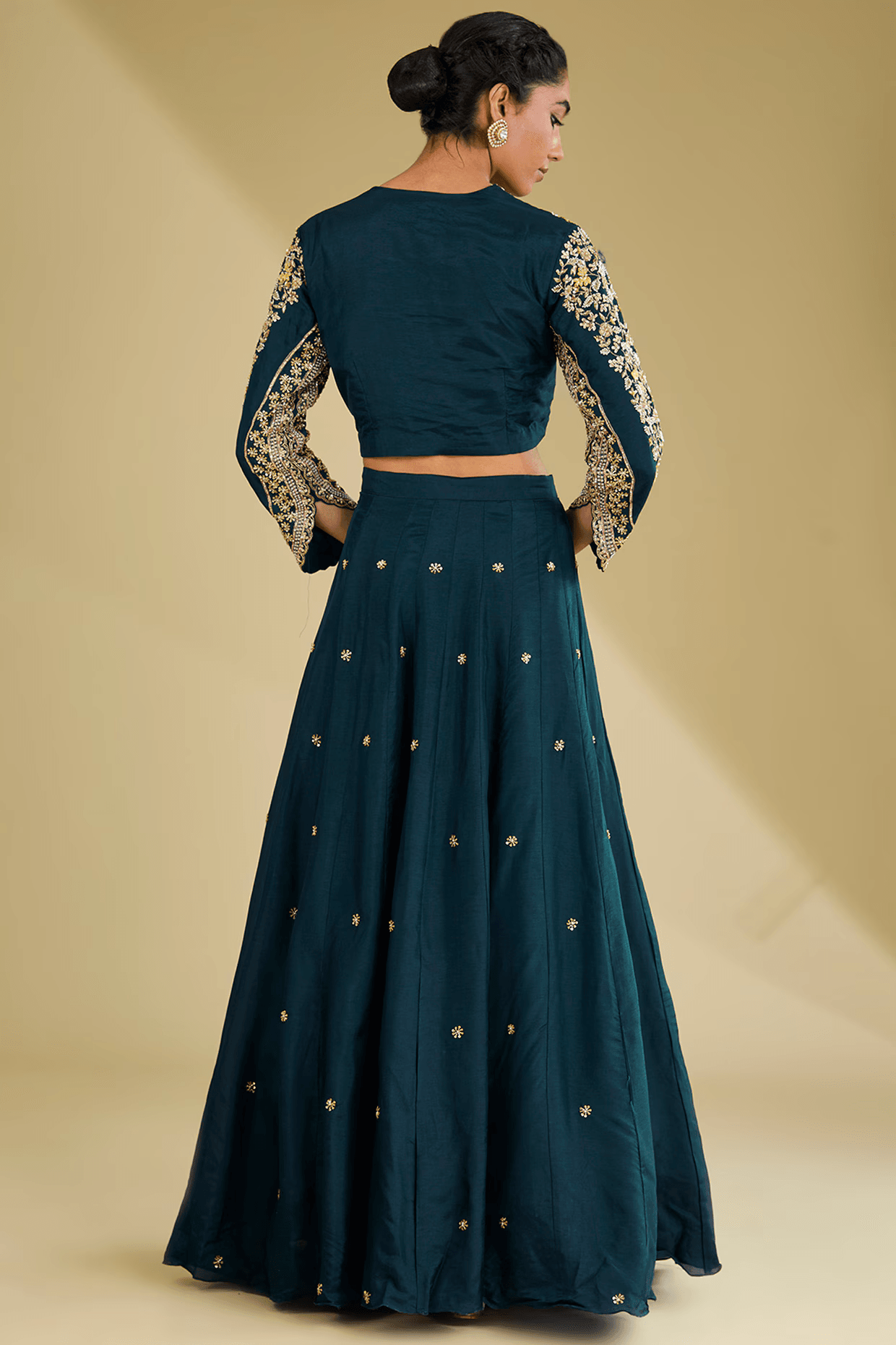 Royal Blue Dabka Embroidered Lehenga Set