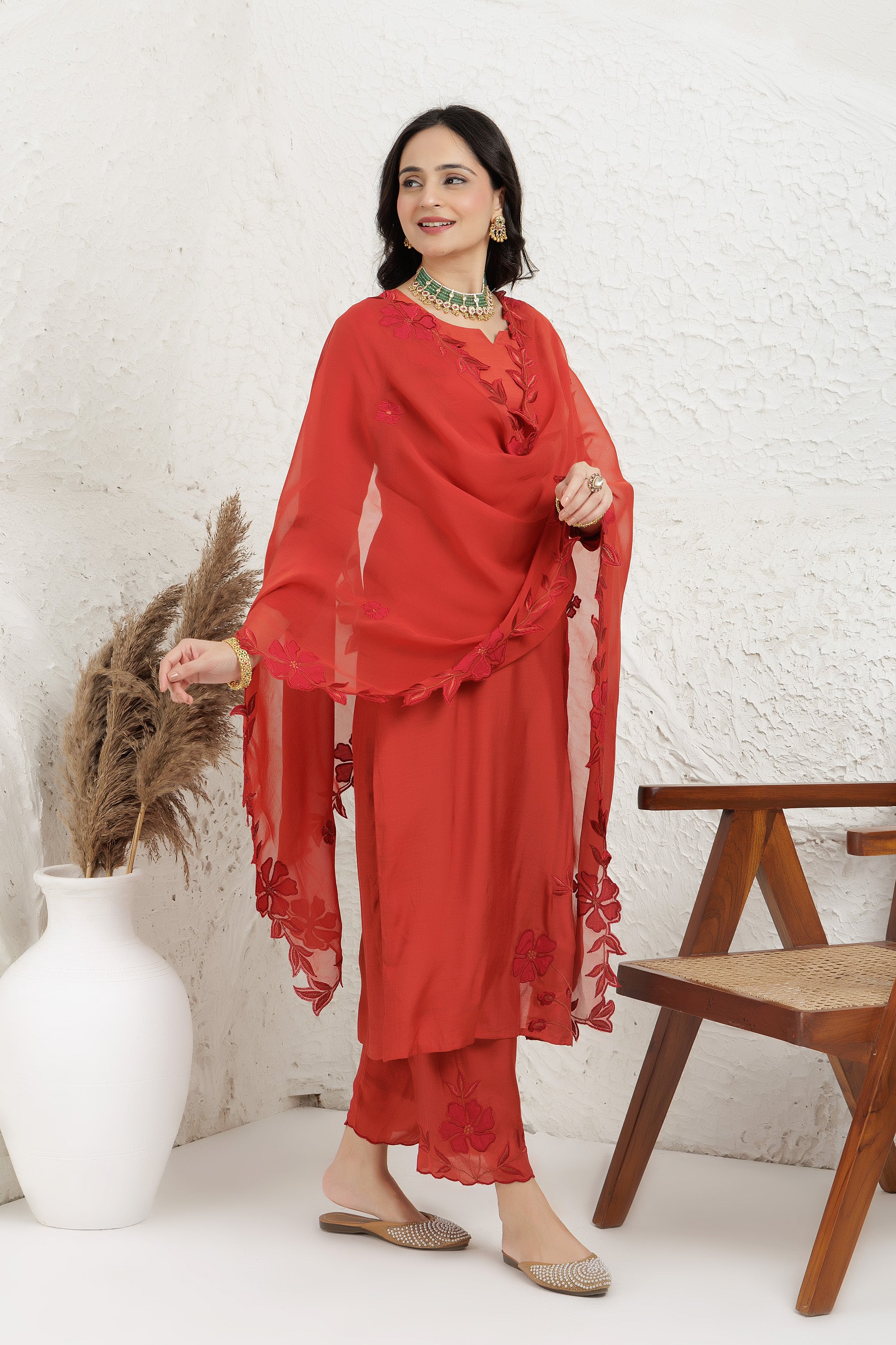 Rust silk Kurta Set