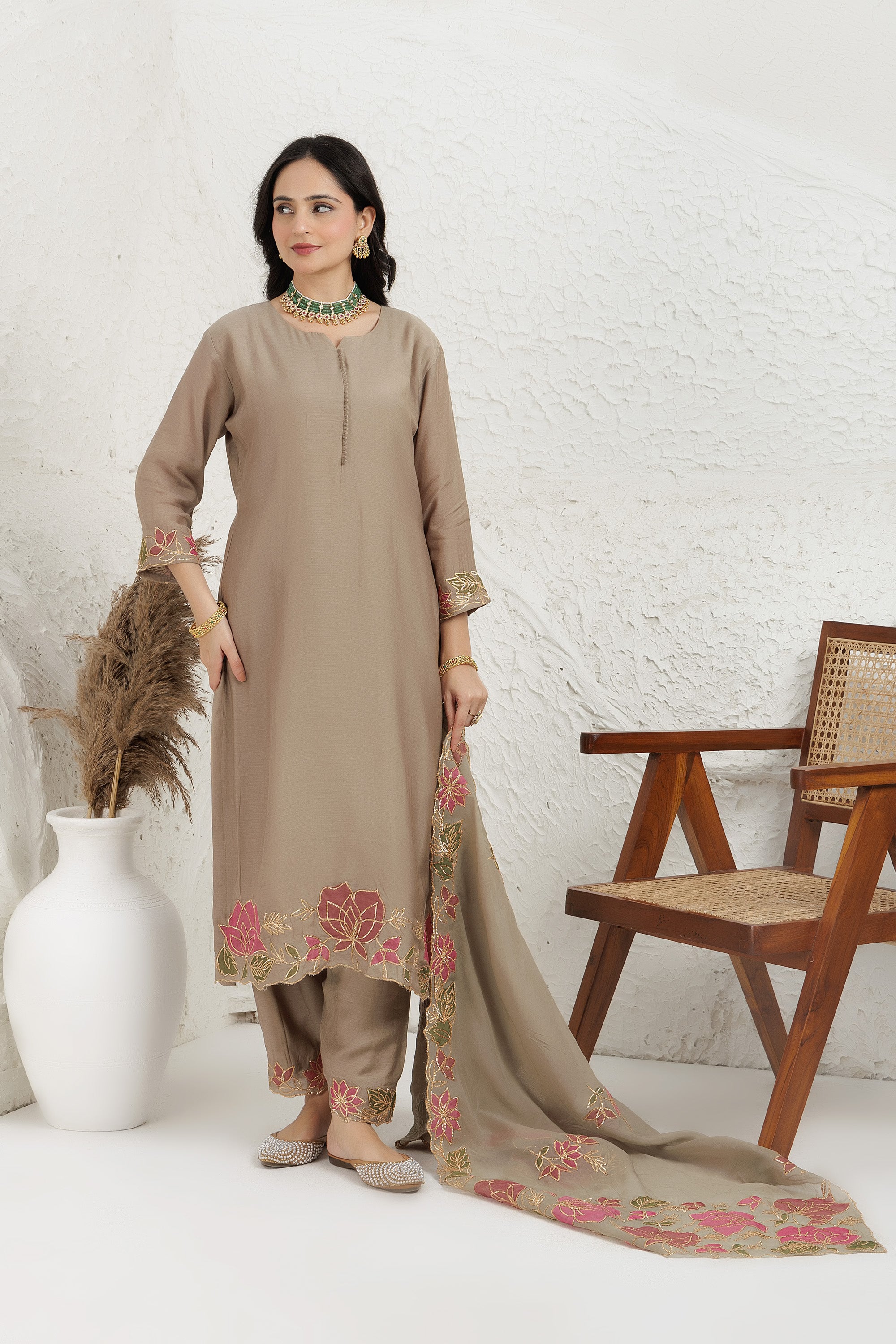 Sage Green Work Kurta Set