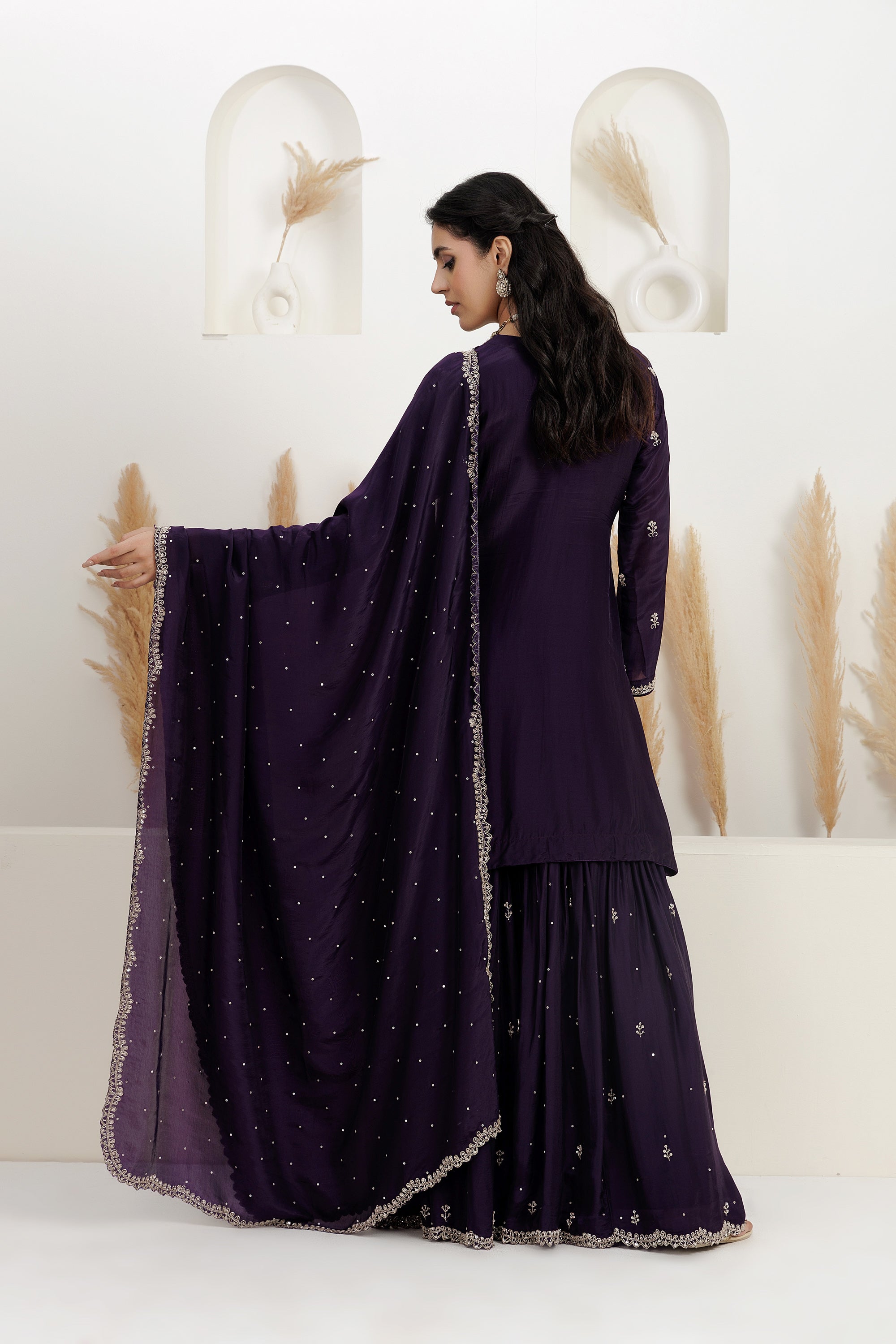 purple Satin Silk Sharara 