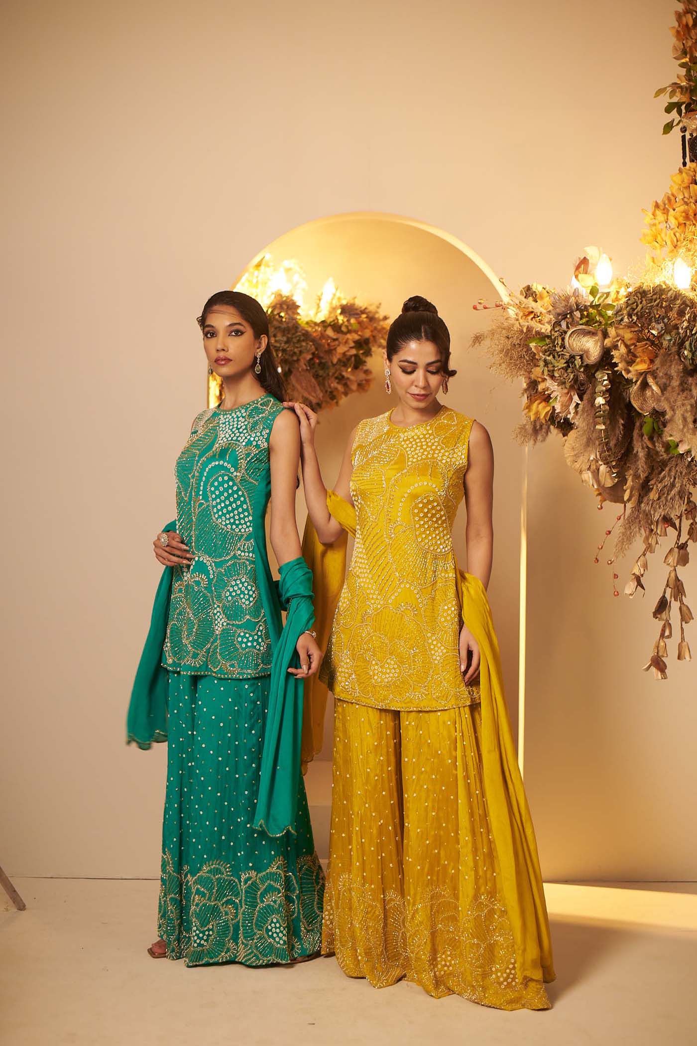 Mustard Yellow sharara set