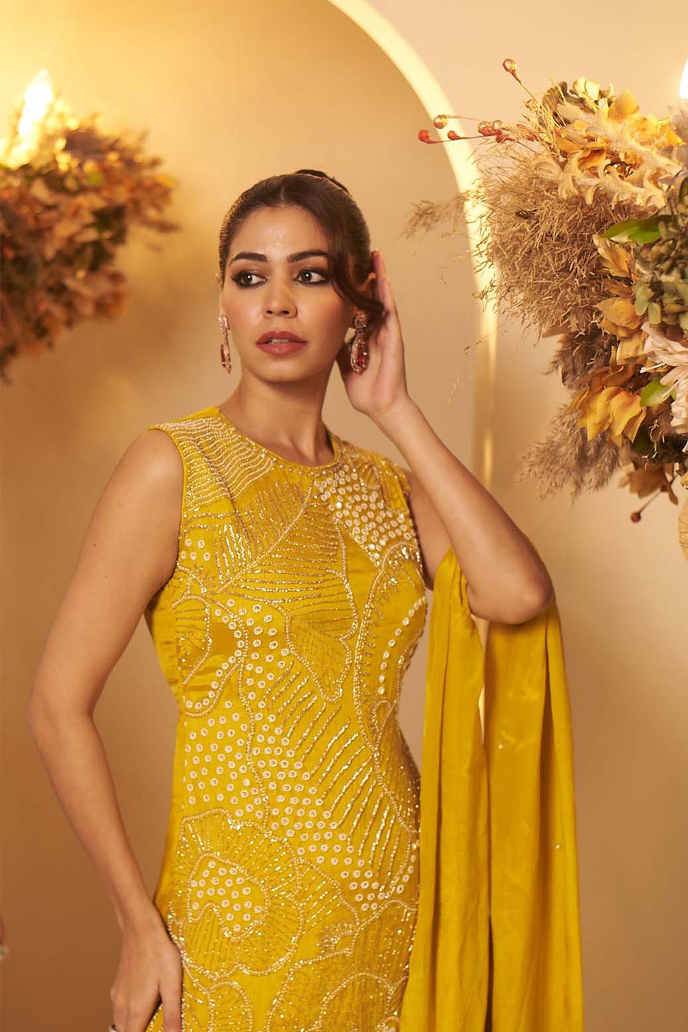 Mustard Yellow sharara set