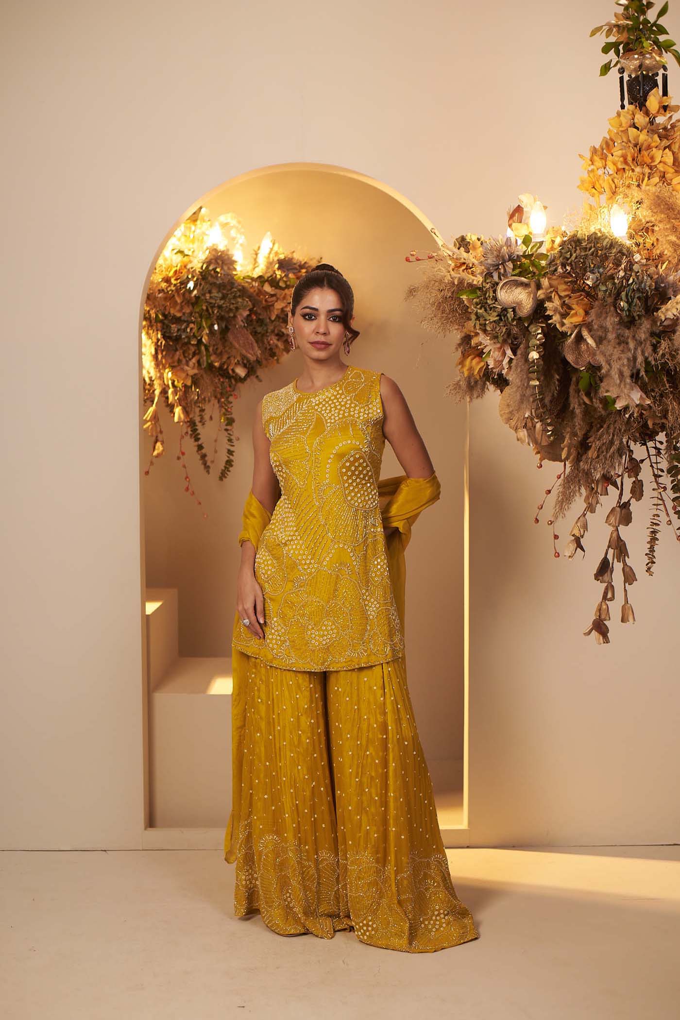 Mustard Yellow sharara set