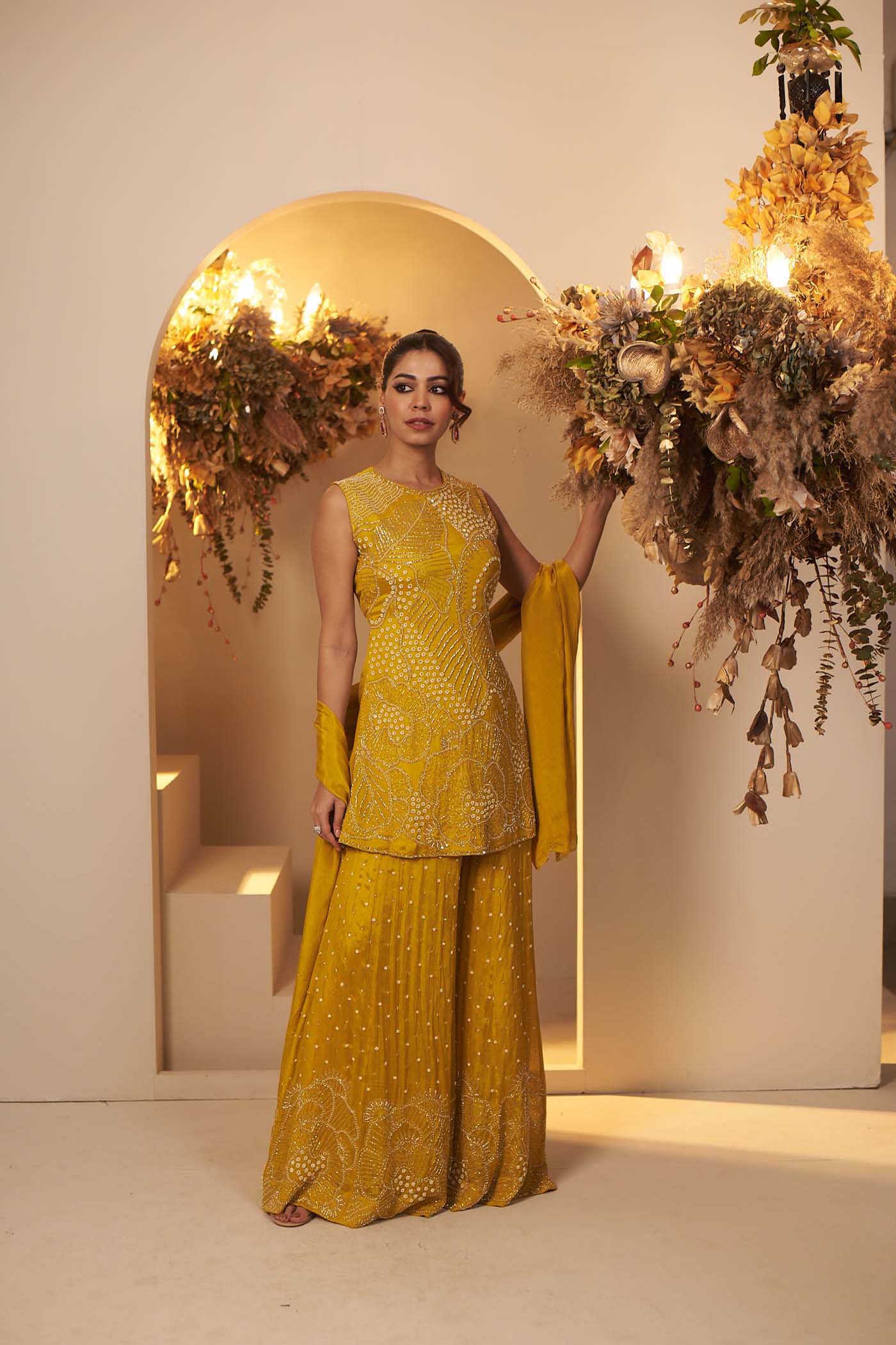 Mustard Yellow sharara set