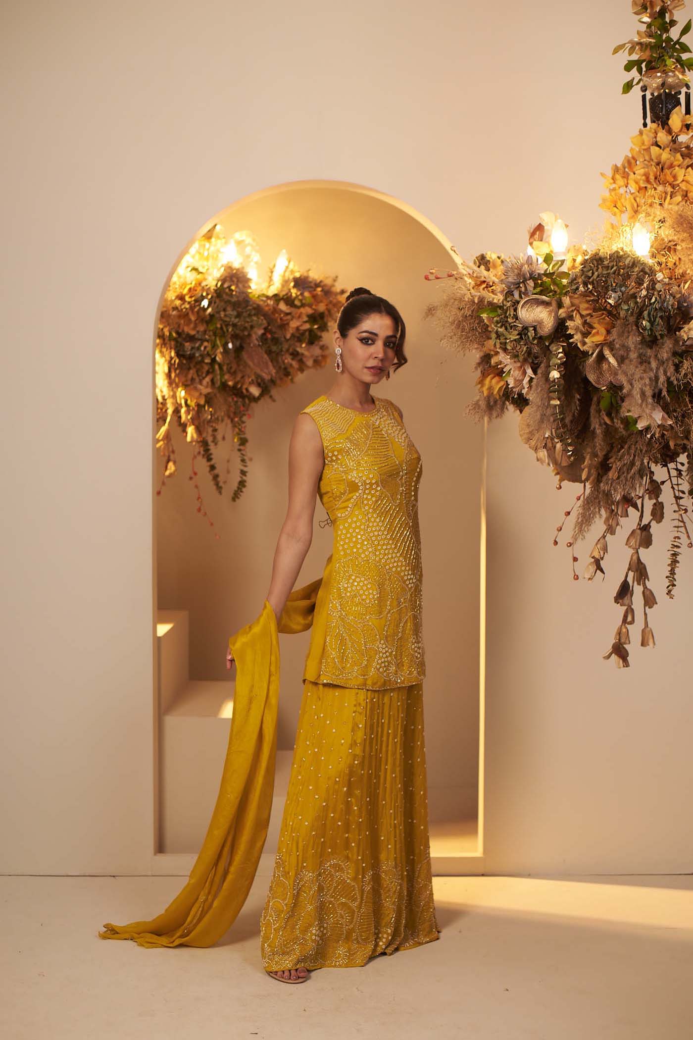 Mustard Yellow sharara set